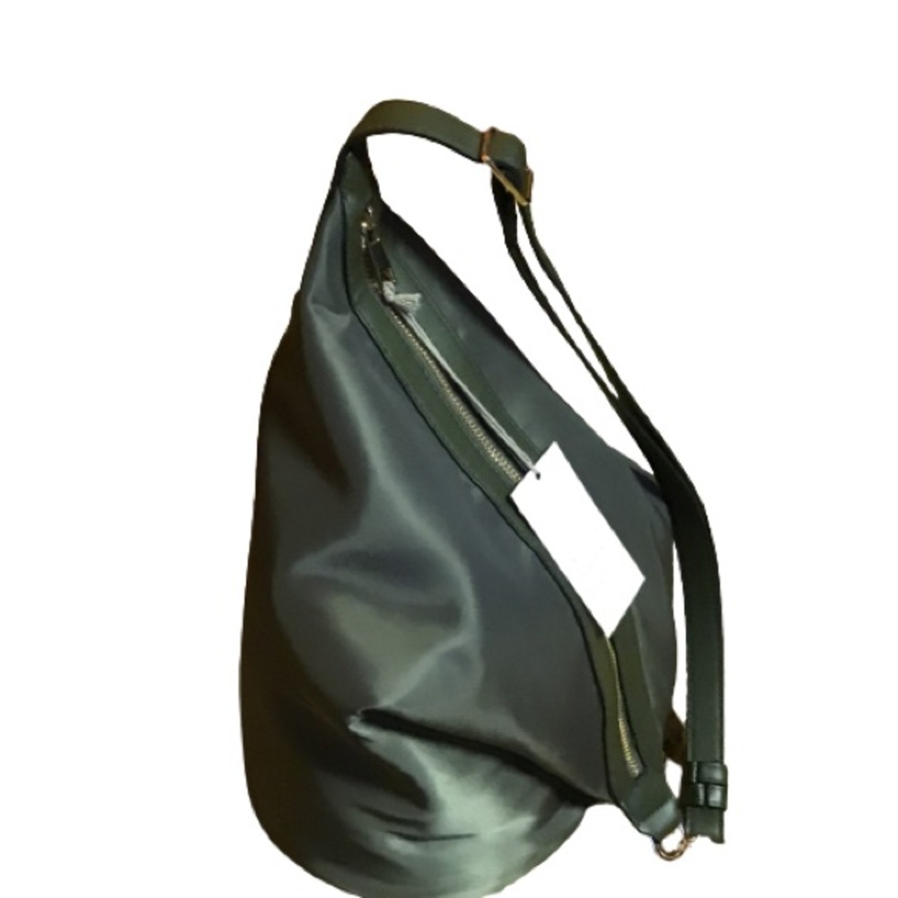 NWT green satin convertible sling / hobo bag